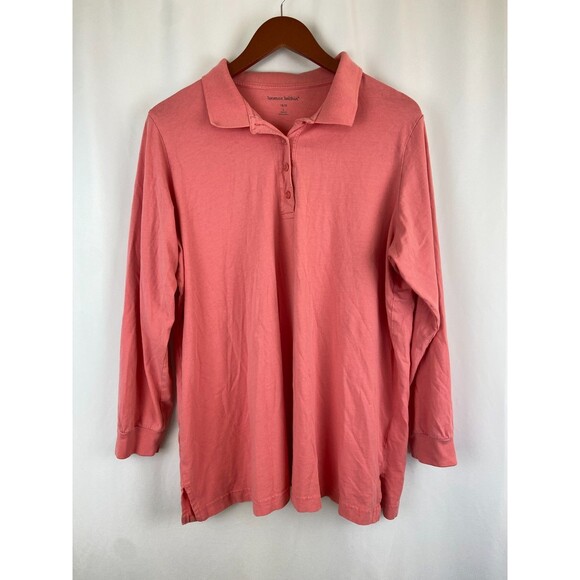 Woman Within Shirt Women Large 18/20 Pink Salmon Button Front Long Sleeve Collar - Picture 1 of 11